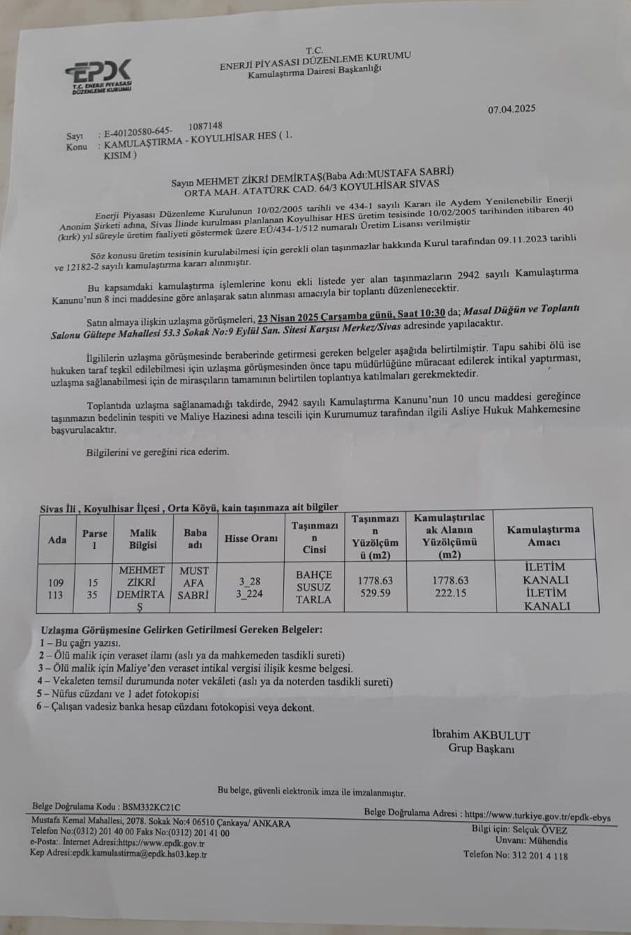KOYULHİSAR’DAKİ GES PROJESİ KAMULAŞTIRMA TOPLANTISI YARIN YAPILACAK KOYULHİSAR’DAKİ GES PROJESİ KAMULAŞTIRMA TOPLANTISI YARIN YAPILACAK